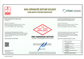 FSSC 22000 GIDA GÜVENLİĞİ YÖNETİM SİSTEMİ SERTİFİKASI - TİRE